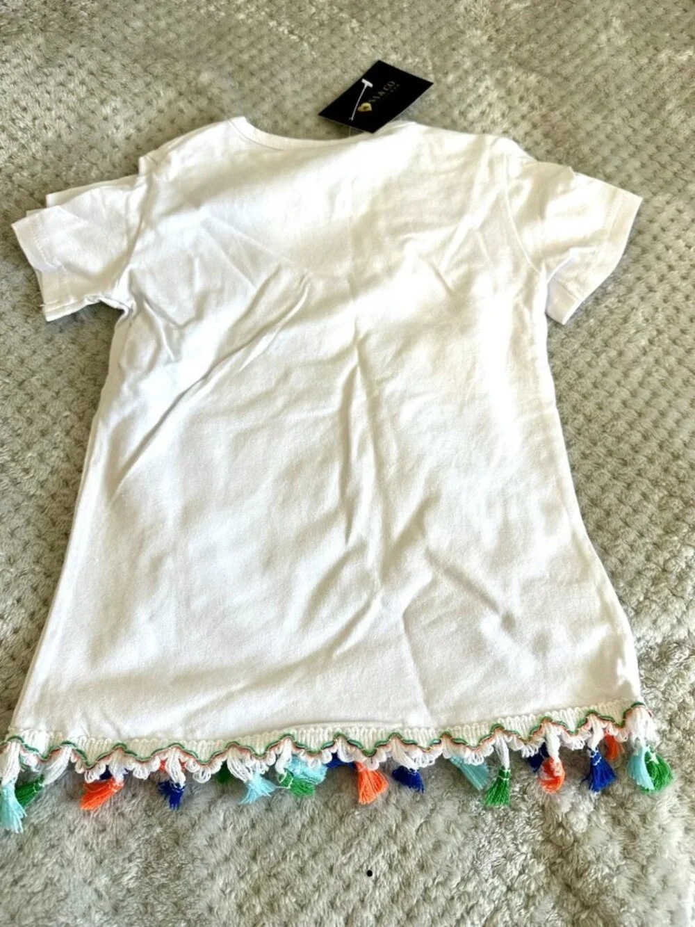 Girls Child of God Graphic T-Shirt Tassel Fringe White NWT Size 5 0528